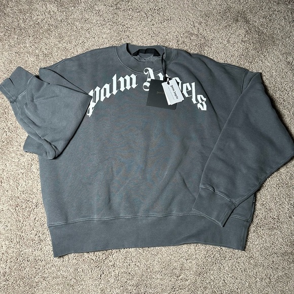 Palm Angels Curved Logo Crewneck Sweatshirt
